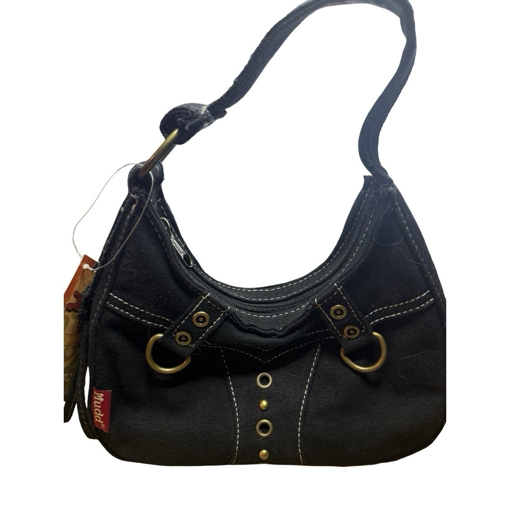 New With Tags Vintage Y2K Black Mudd Bagz Brand Purse hobo top - Picture 2 of 4